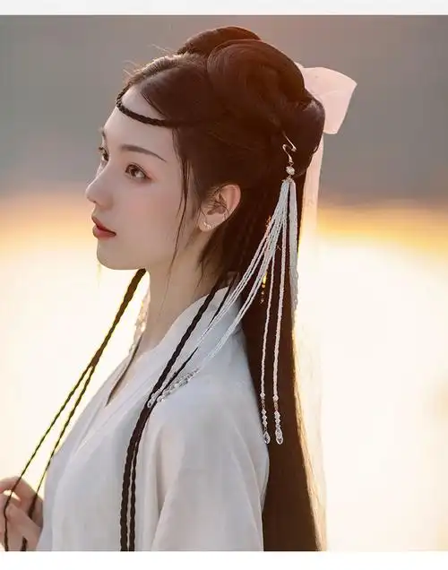 汉服假发片古风一片式长直发古装发型头发宋制造型无痕隐形