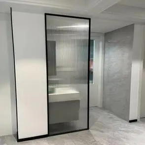 定制长虹玻璃隔断屏风玄关客厅超白条纹瓦楞波浪压花卫浴钢化玻