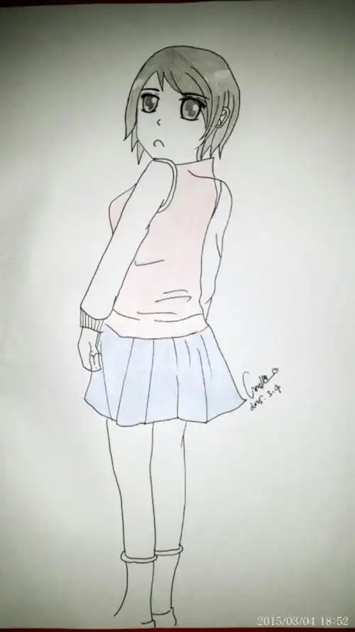 穿裙子的女孩简笔画侧面