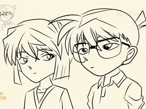 儿童绘画动画片,如何画_如何画名侦探柯南中的柯南和灰原哀