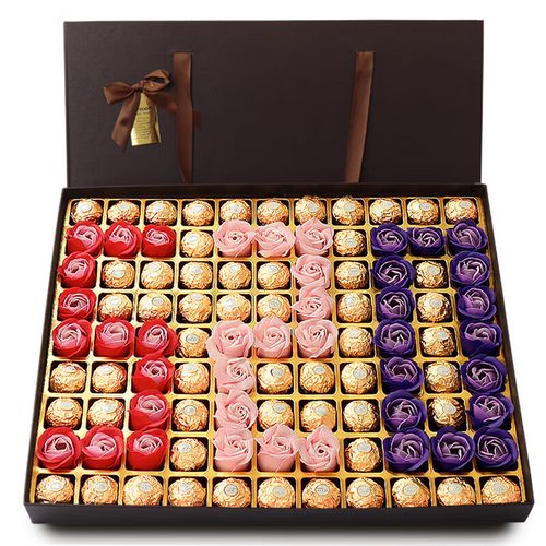 i意大利巧克力礼盒99格送男生女朋友生日情人节新年礼物 a咖啡色520