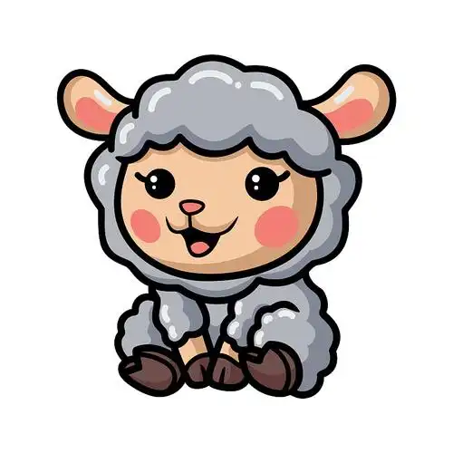 可爱的小羊卡通坐姿插画下载