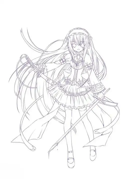 线稿全身漫画卡通人物绘画