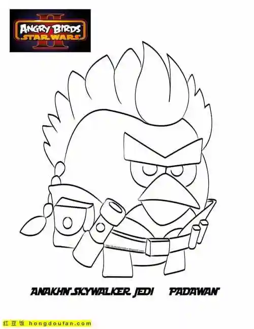 电影《愤怒的小鸟》卡通儿童涂色图片免费下载-红豆饭小学生简笔画