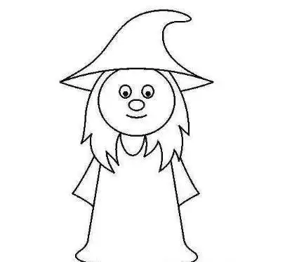 蓝鼻子小女巫的简笔画