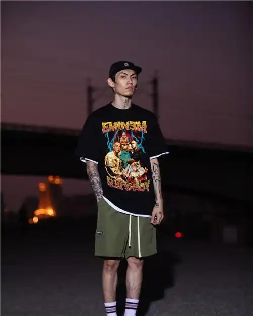 hiphop说唱2pac travis scott asap eminem xxx lil pe jcole黑色 2xl