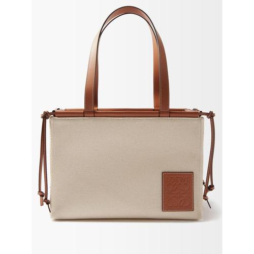 罗意威loewe|cushion small logo-patch canvas tote bag