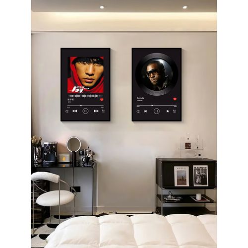 周杰伦专辑海报挂画创意生日礼物播放器唱片发光画卧室客厅装饰画