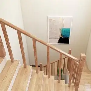 0126人付款淘宝楼梯立柱实木扶手简约现代家用围栏不锈钢阁楼室内阳台