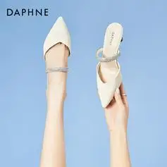 daphne达芙妮包头凉鞋女夏季2023年新款尖头半拖鞋女外穿水钻细跟高跟
