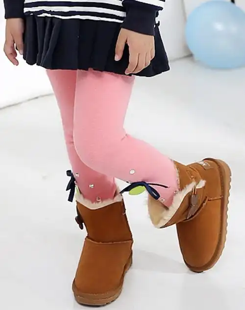 女童粉色蝴蝶结打底裤