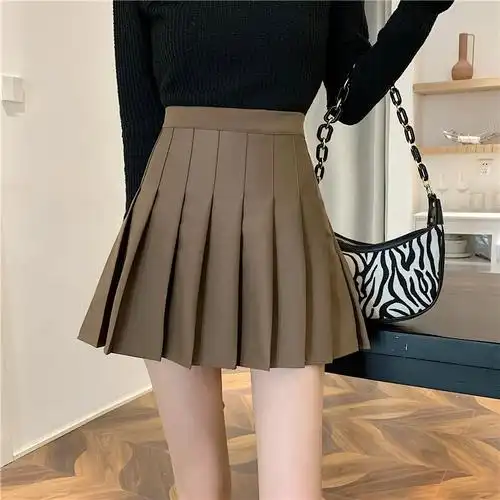 春天学生半身裙高腰百褶裙女2022新款a字短裙大码学生显瘦百搭裙子