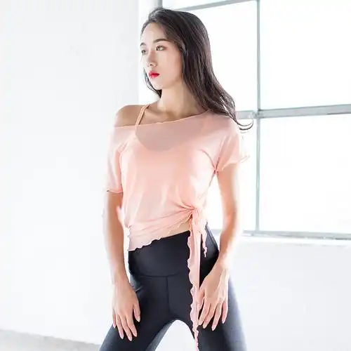 yo悟瑜伽女子瑜伽性感轻薄半透明运动短袖罩衫透气速干瑜伽罩衫