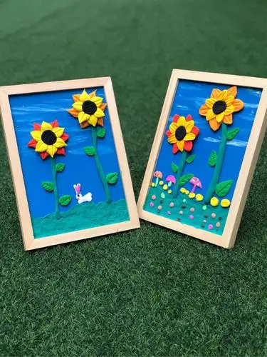 华英大二班黏土手工制作第七课《向日葵》