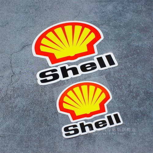 赞助商品牌logo创意改装贴贝壳shell润滑油摩托车头盔装饰车贴