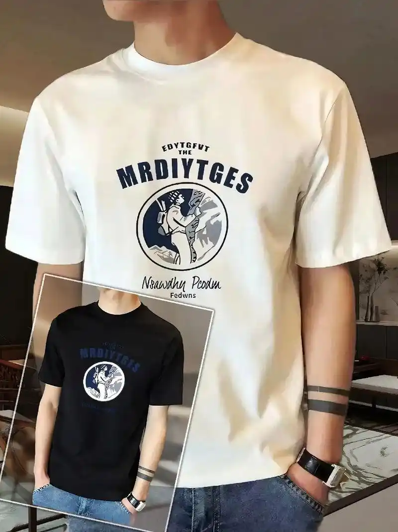 潮流时尚男士短袖t恤,圆领设计时尚帅气且百搭,贴身穿