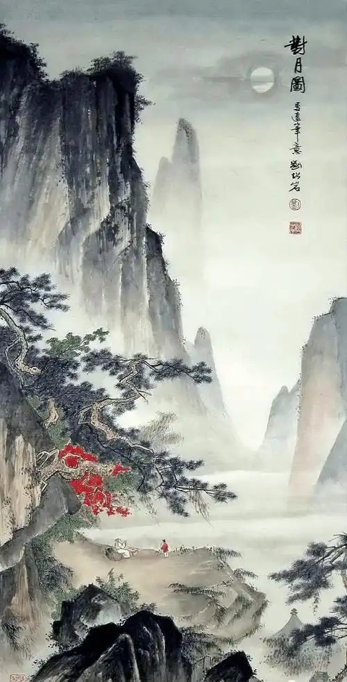 国画教程工笔对月图画法教程