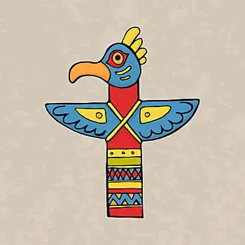 彩色,印第安,鸟,图腾,插画