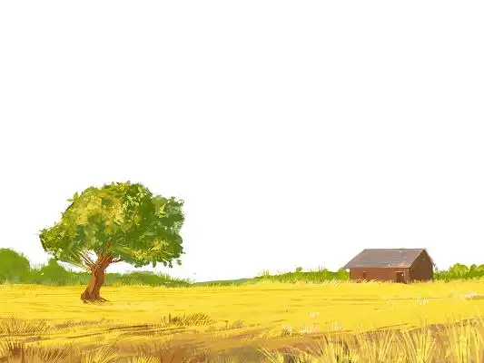 元素[gif]九月你好黄色绿色插画卡通秋天秋季小麦稻谷水稻麦田png素材