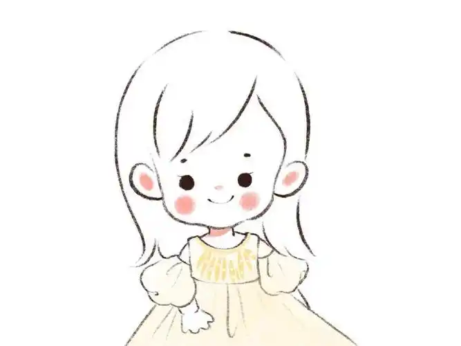 一组可爱的小女孩简笔画图片