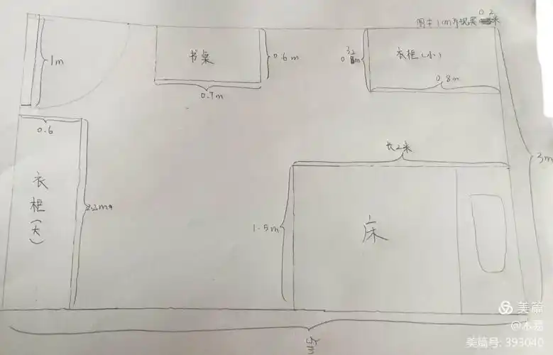 通过测量,确定了比例,找到了比例尺,绘制了房间平面图,更制作了房间的