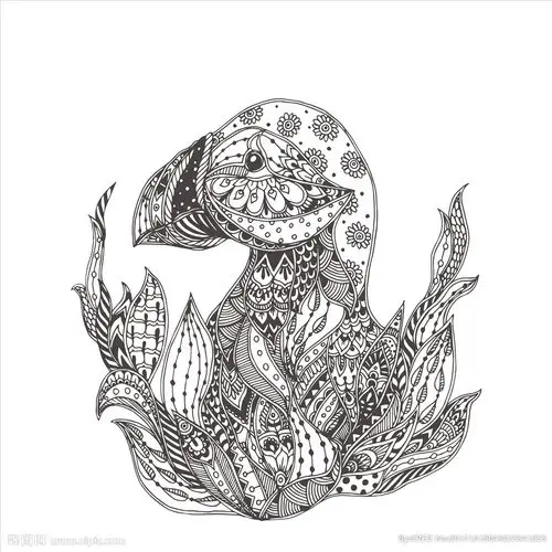 手绘线描黑白动物矢量图下载图片