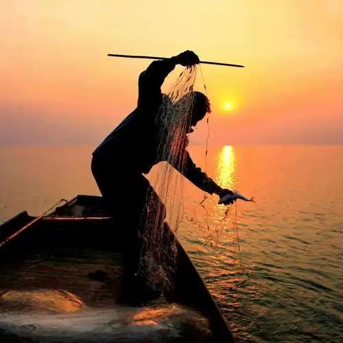 太湖里的捕鱼人.摄影/李孝祥