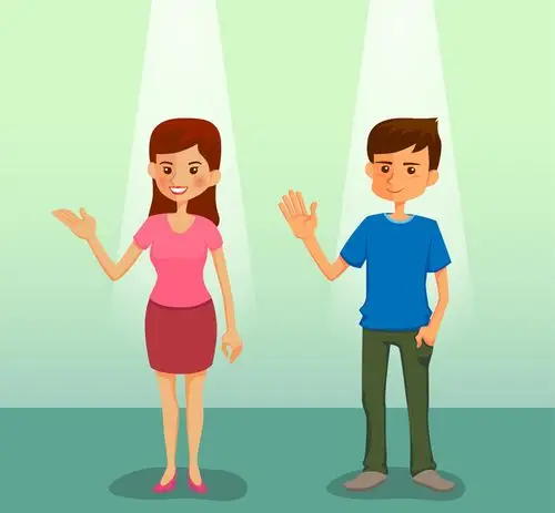 2个卡通男子与女子矢量图_矢量人物_懒人图库