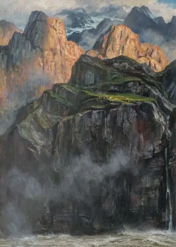 姚钟华  《深山溪谷》  布面油画  180cm*130cm