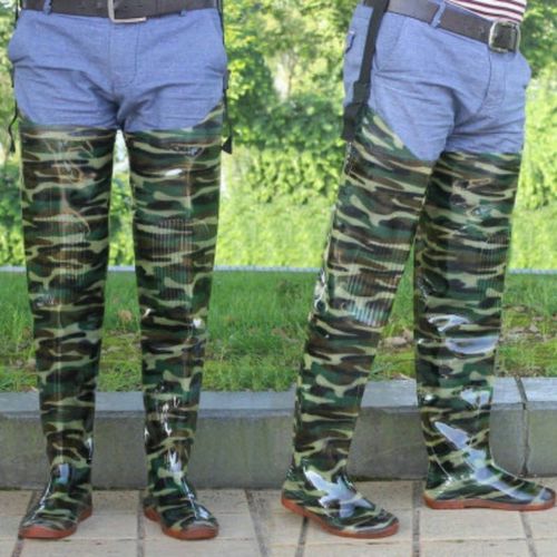 超高筒插秧靴一体下水裤软平底农田靴雨鞋水田雨靴下水捕鱼裤水靴