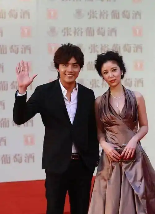 林心如与小七岁的贺军翔同台,妥妥的豪门姐弟,低盘发造型略显老_个性