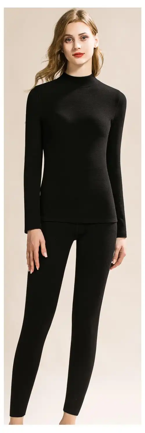 德绒女士保暖套装蚕丝羊绒2023年新款保暖发热秋衣秋裤女款打底衫