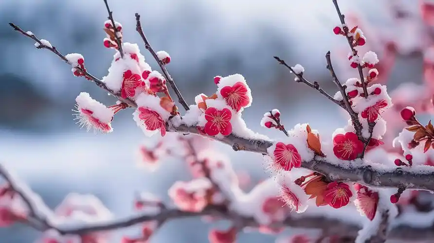 傲雪红梅大雪中的红梅风景壁纸