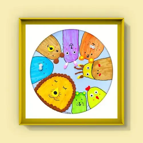 儿童创意画小动物聚会