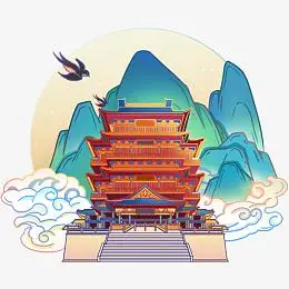 古风建筑手绘线稿