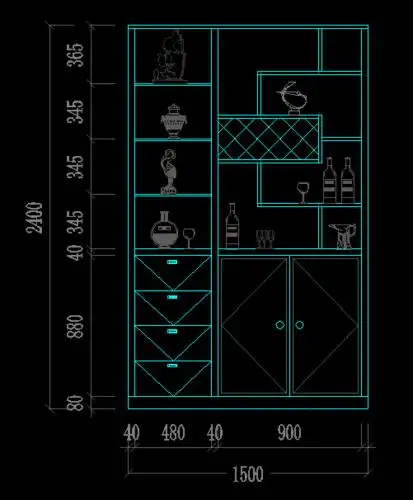 酒柜cad立面图