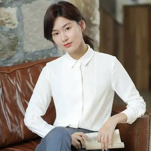 雪纺衫女白衬衫长袖领结夏季2022新款职业气质飘带设计感小众衬衣