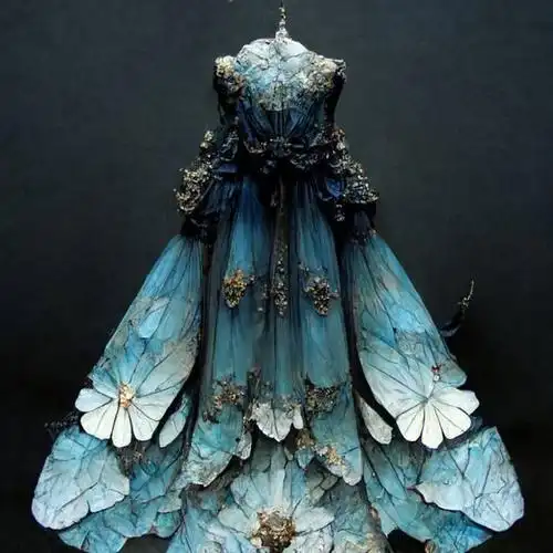 绘画素材丨一组唯美蝴蝶元素的裙子设计参考