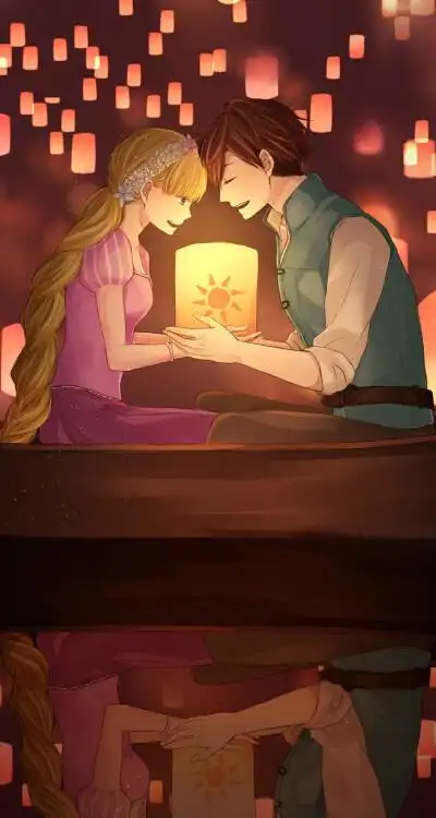 二次元 动漫 插画 情侣 cp 他和她 壁纸 长发公主