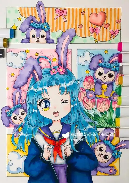 原创动漫分解星黛露女孩马克笔绘画