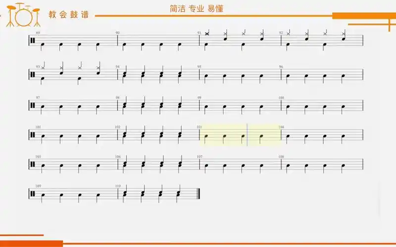 【教会鼓谱】街舞少年(简单版)tf家族 #动态鼓谱 #鼓谱