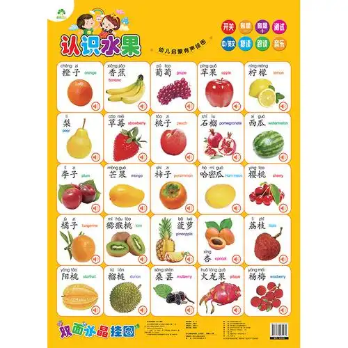爱德少儿幼儿启蒙有声挂图认识水果
