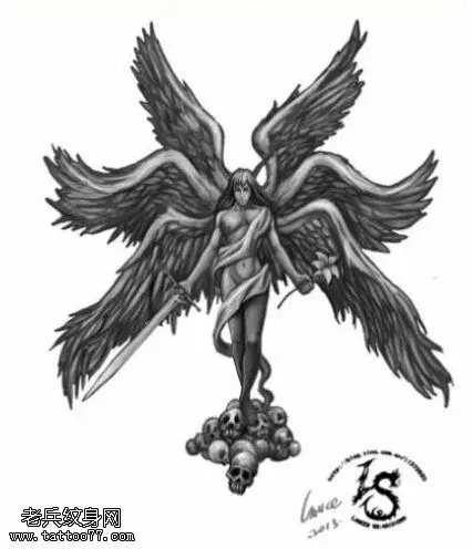 六翼天使纹身