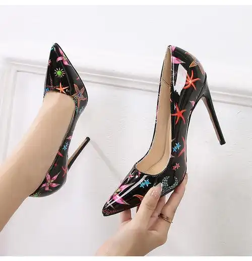 大码性感炮鞋漆皮高跟鞋伪娘变装反串尖头12cm女细跟cd情趣欧美夜店鞋