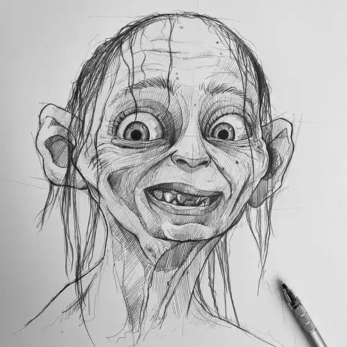 自动铅笔画的人物肖像和动物素描,精彩干净!