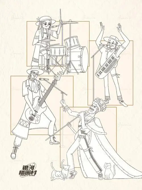 蓝贵莲插画班  #插画学习  #摇滚乐队  #乐队演出