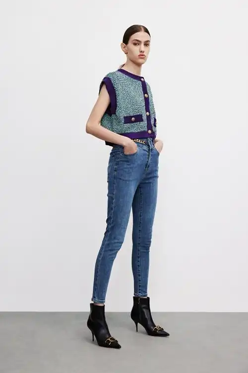 ur2021春夏新品女装高街时尚水洗紧身显腿长牛仔长裤wj18sbkx2002