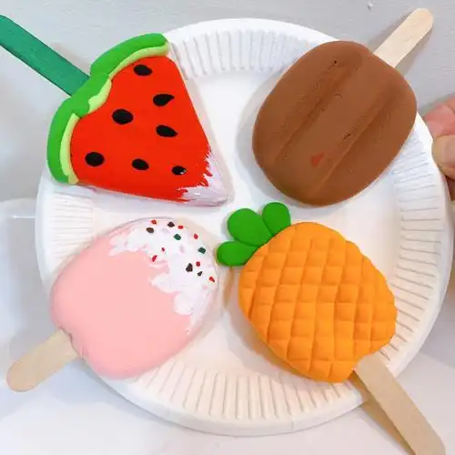 超简单幼儿园手工作业粘土雪糕粘土冰激凌
