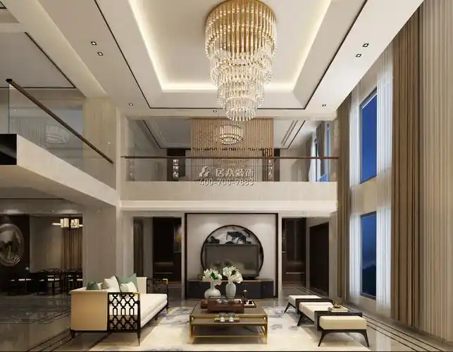 信荣海逸半岛500平方米中式风格别墅户型封面装修效果图