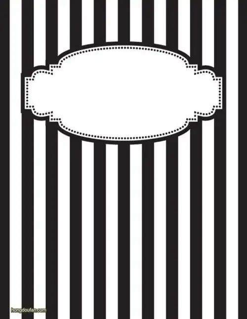 14个黑白卡通书皮作文封面空白图片打印